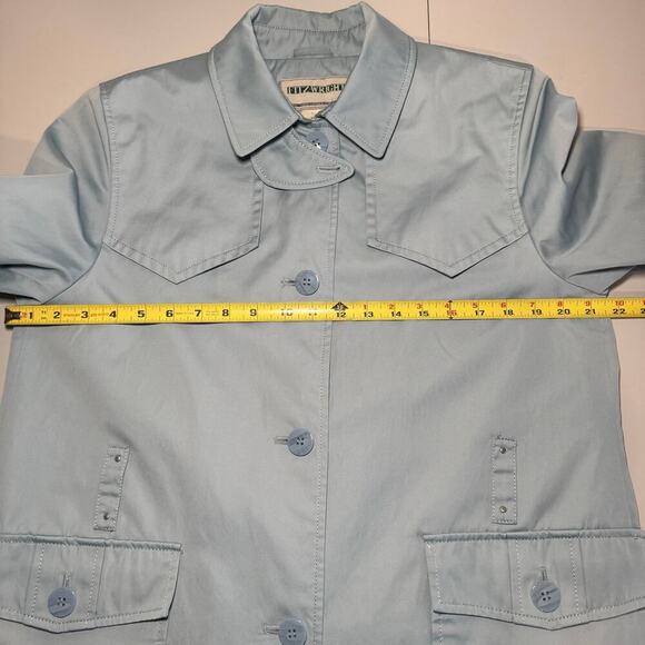 Fitz-Wright Vintage Belted Button Front Trench Coat Light Blue Women Size M - Picture 15 of 16